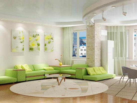 Замечательные идеи для зеленого оформления гостиной